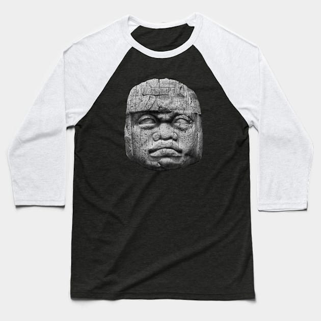 OLMEC COLOSSAL HEADS SAN LORENZO Baseball T-Shirt by Cult Classics